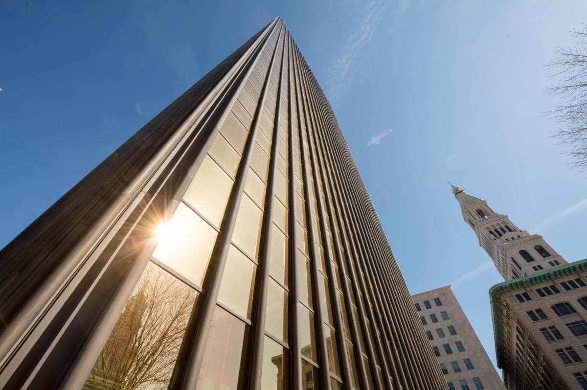 The Gold Building from the ground looking up