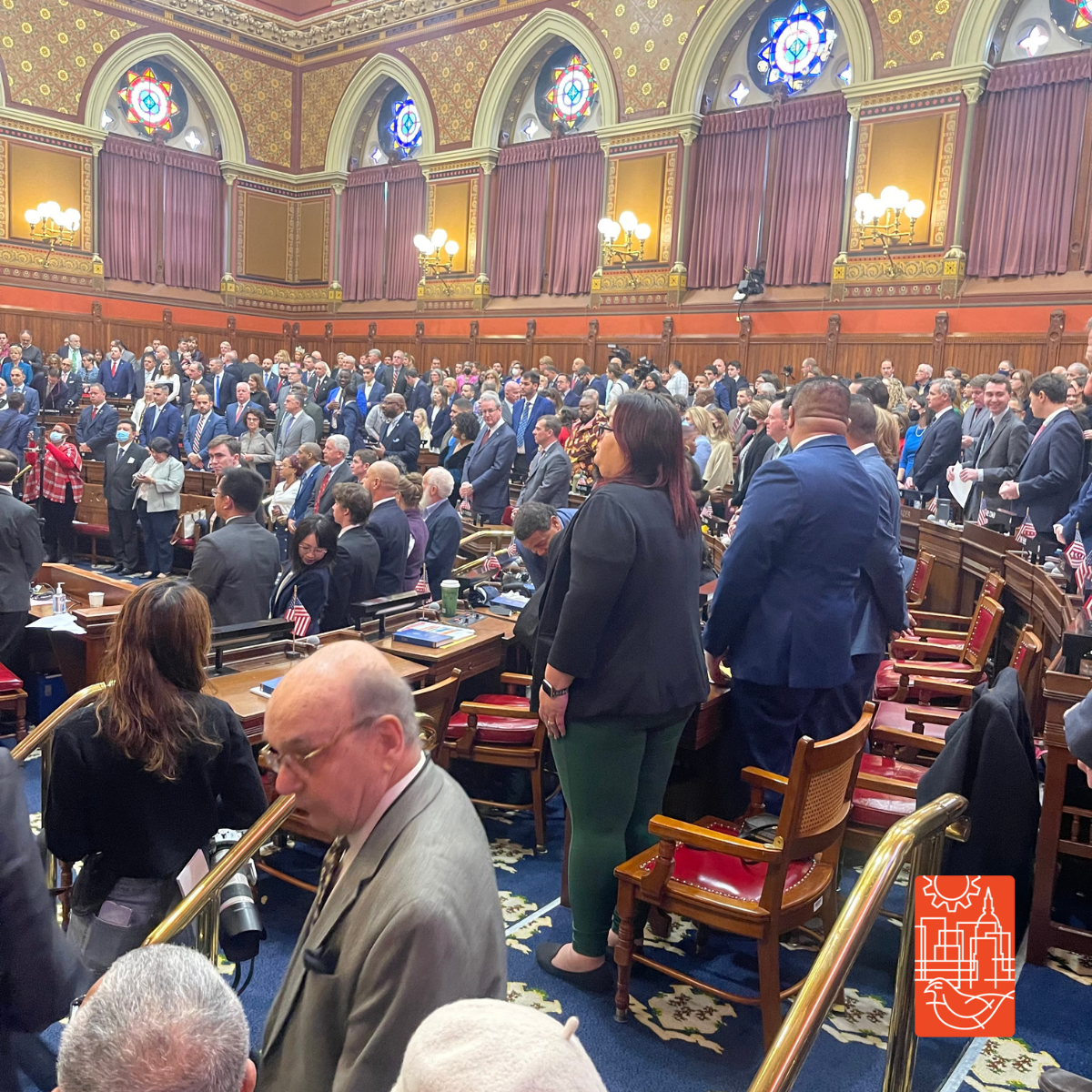 People standing in the CT Capitol for Opening Day