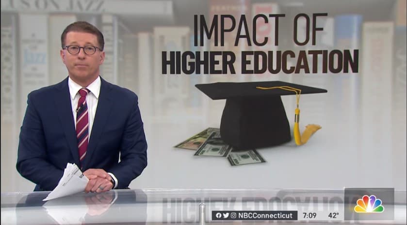 NBC CT Anchorman introducing Impact of Higher Education
