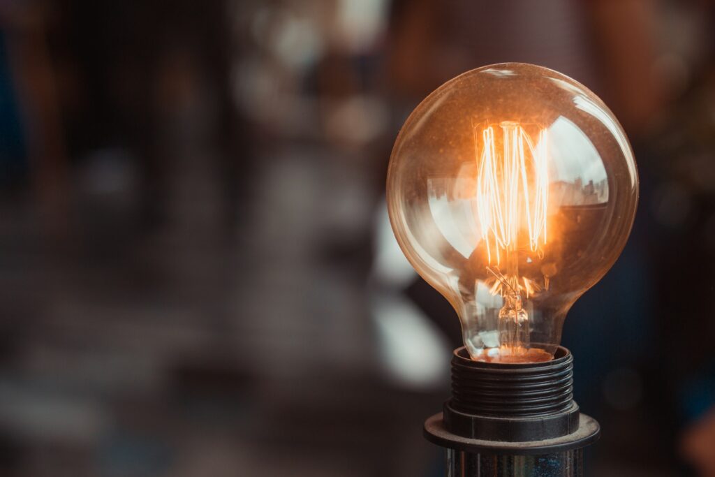 Lightbulb with a blurry background